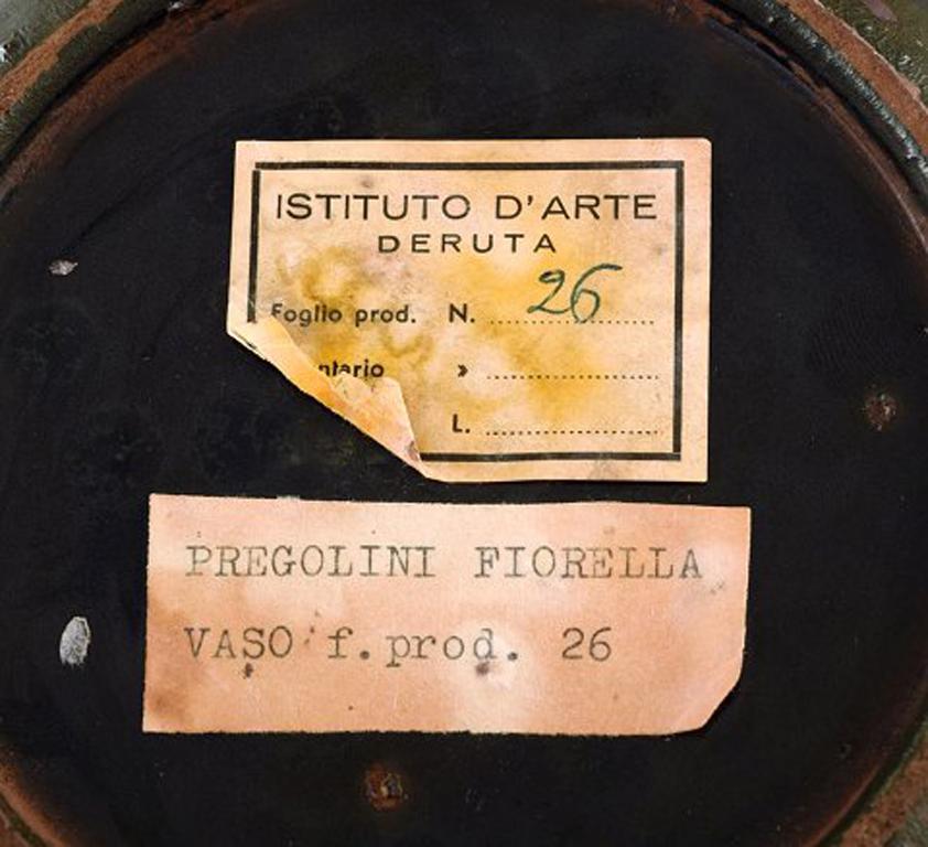 Pregolini Fiorella, Large Italian Ceramic Vase in Metallic Olive Green Glaze 2