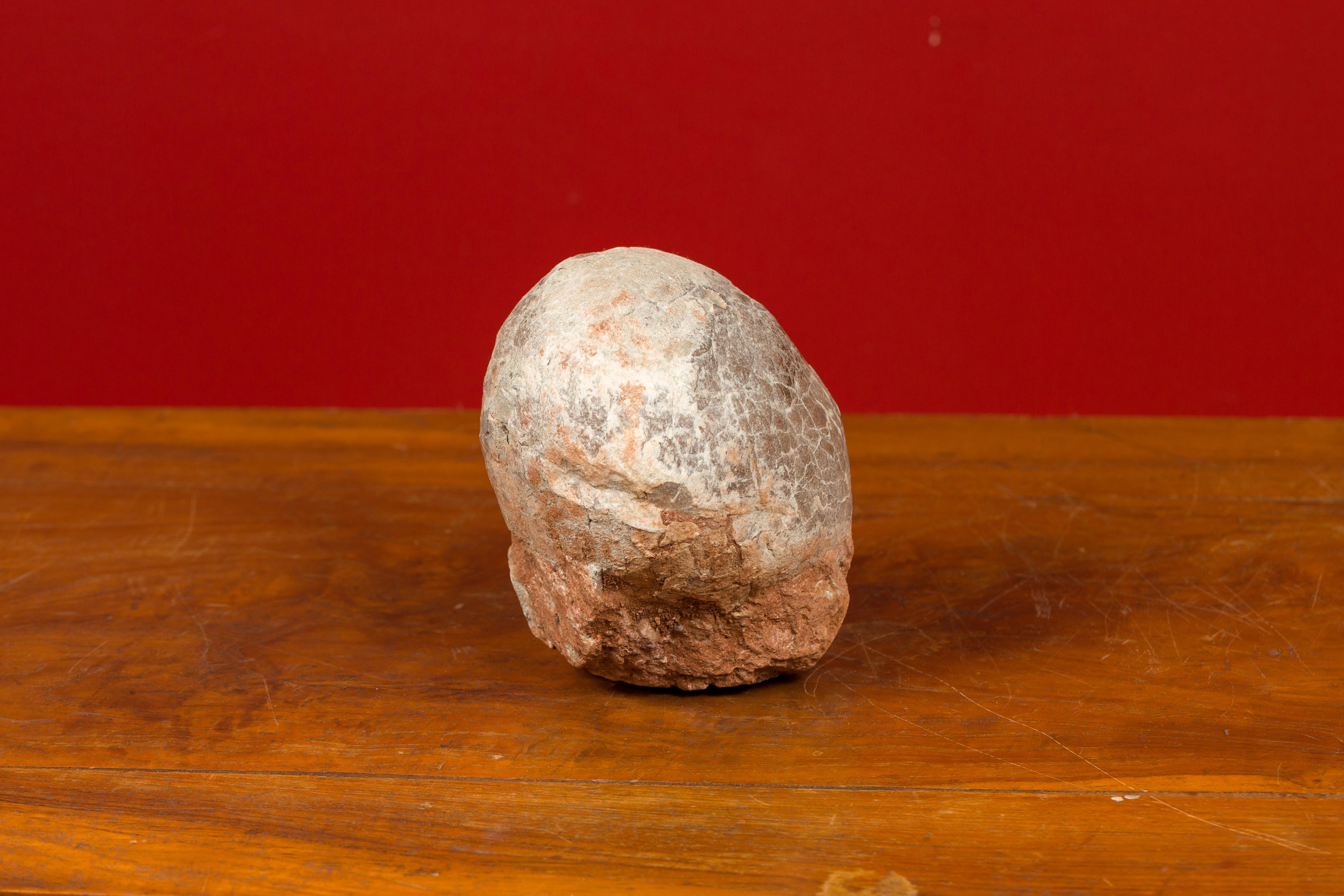 Prehistoric Chinese Petrified Dinosaur Egg with Cracked Surface 2
