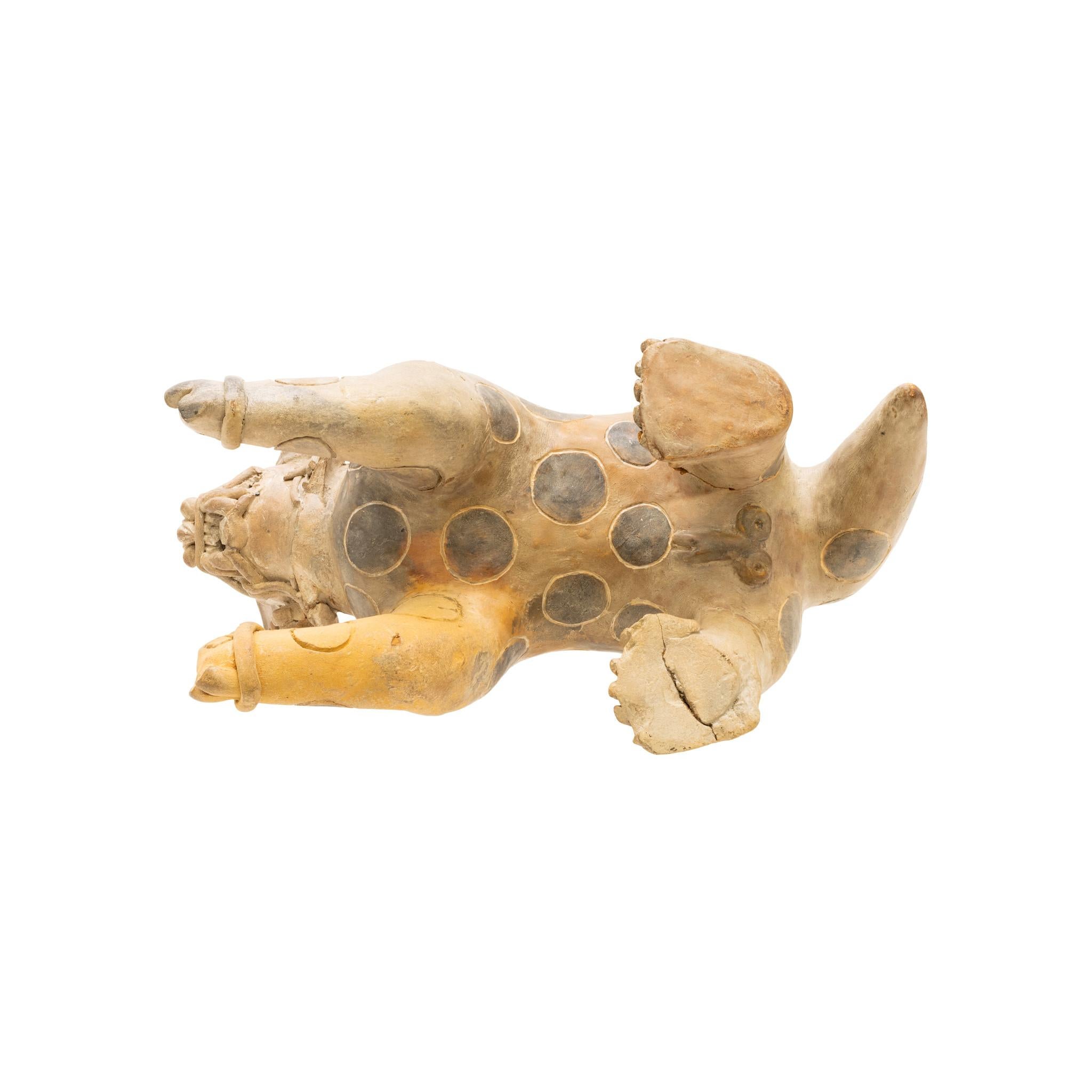 Prehistoric Jamacoaque Pottery Figure. Chip on helmet. 11” x 5” x 7”. Ex. Hank Johnson Collection. Hank Johnson was a geologist, and passionate collector of historical and ancient artifacts. Starting with relics and bottles from ghost towns, he
