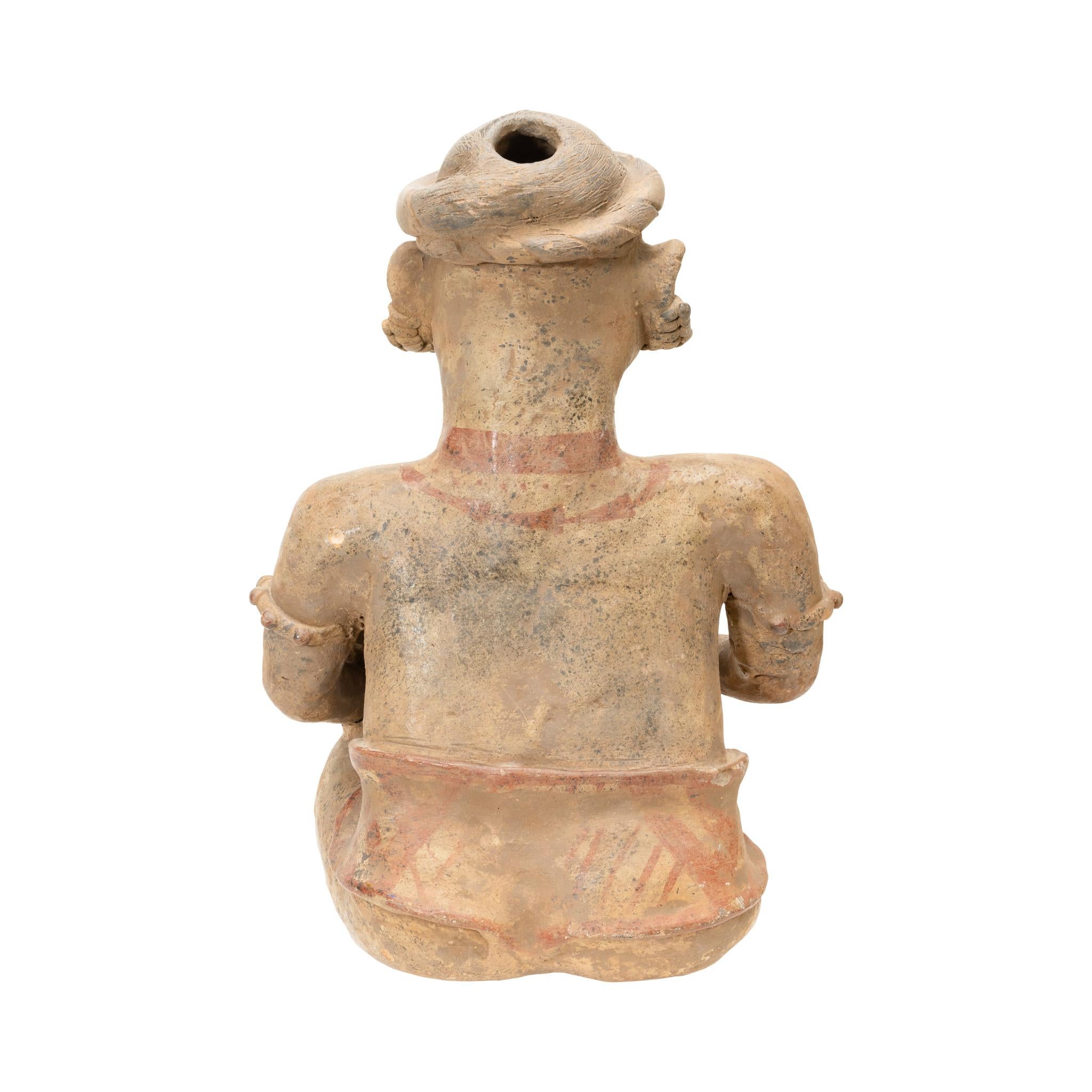 18th Century and Earlier Prehistoric Majested Seated Drummer Figurine For Sale