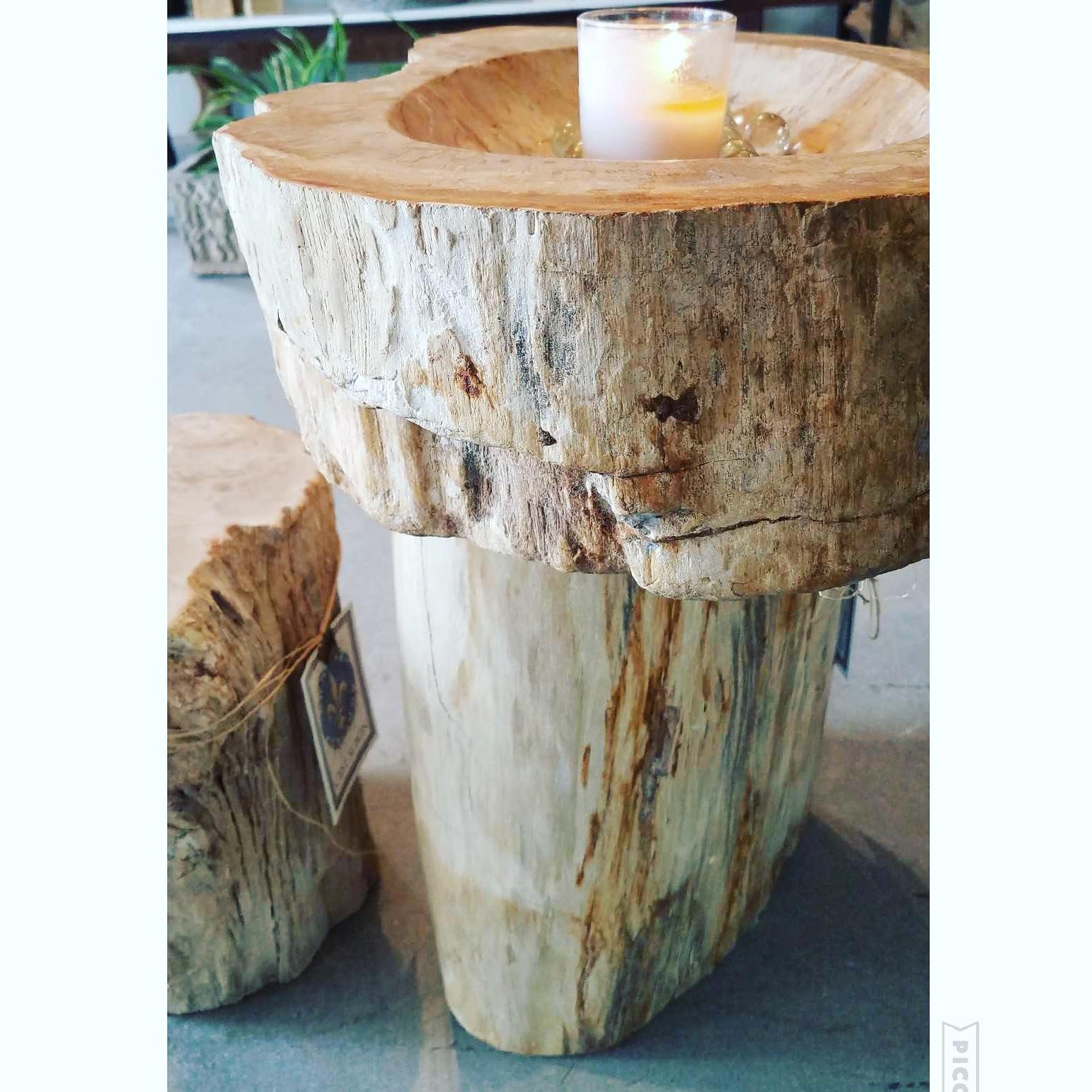 Beautiful amber toned petrified wood basin and pedestal are two separate pieces and could make a beautiful powder room sink. Wonderful pattern on the basin and the pedestal has beautiful striation markings and is a bit lighter in tone. Together the