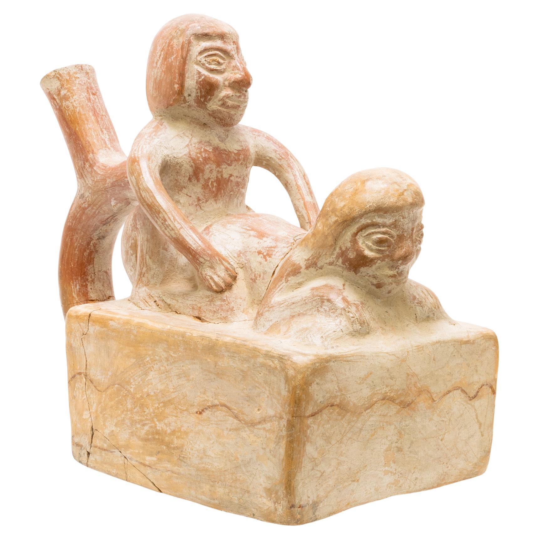 Vasija prehistórica sudamericana Moche de loza roja en venta