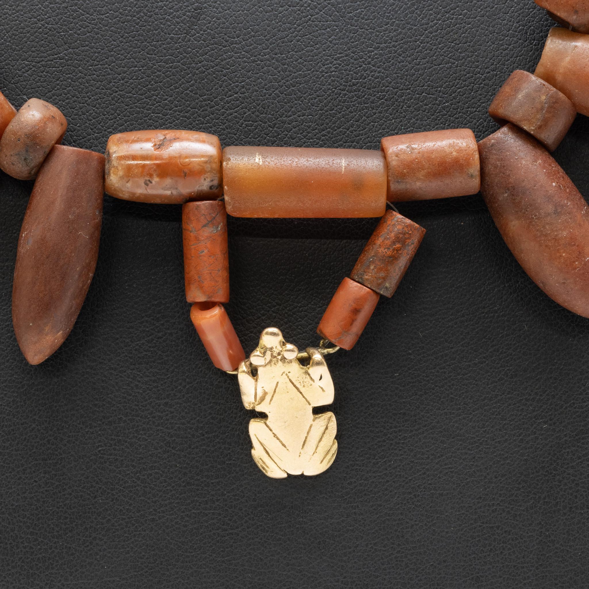 Native American Prehistoric Tairona Carnelian Frog Necklace For Sale