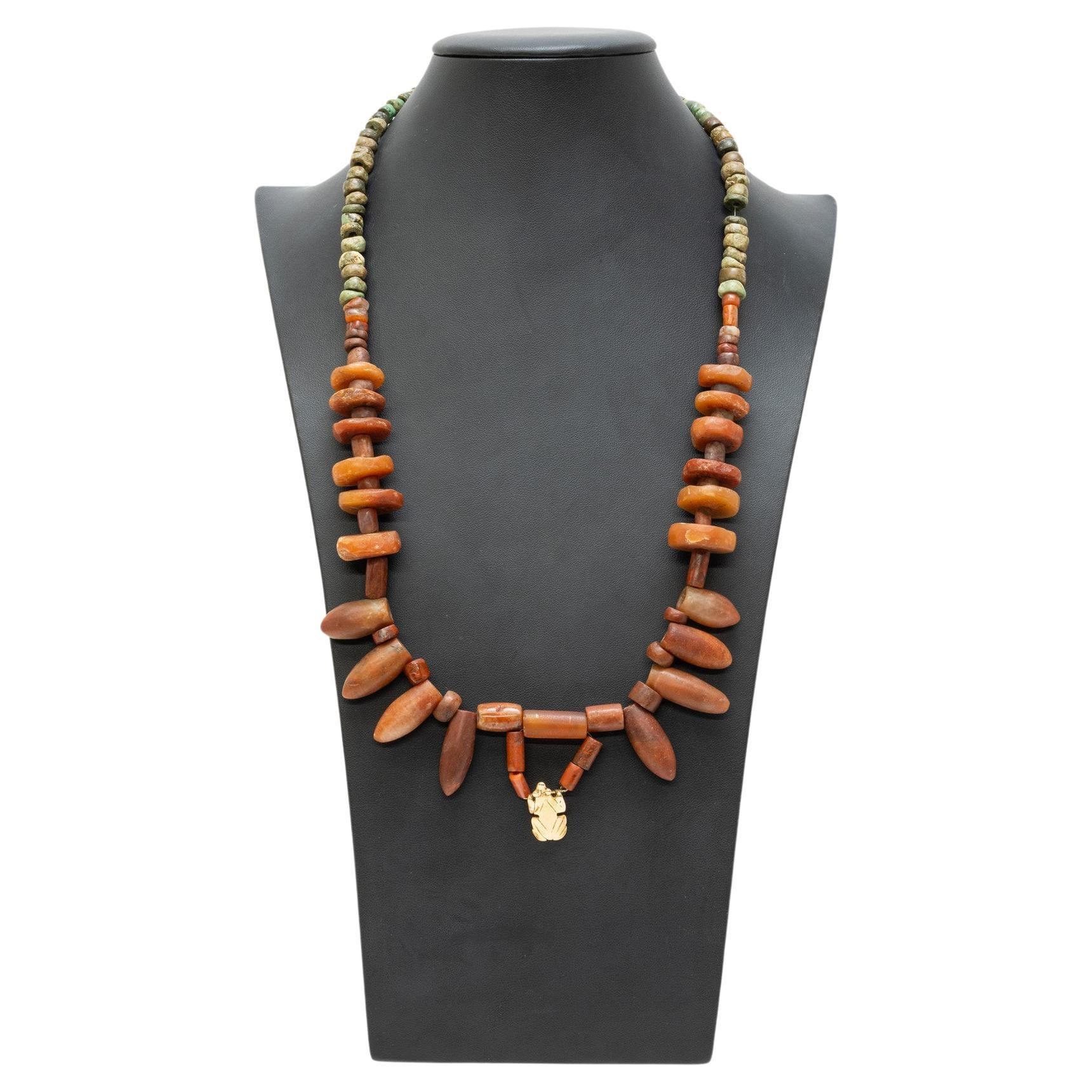 Prehistoric Tairona Carnelian Frog Necklace For Sale