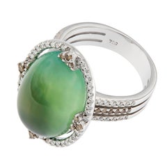 Prehnite and Diamond 18 Karat Gold Ring