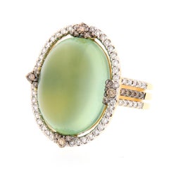 Prehnite and Diamond Yellow Gold Cocktail Ring