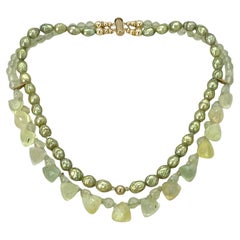 Prehnite and Gold-Filled Double Strand Necklace