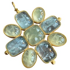 Prehnite & Aquamarine set 'Ode' Pendant