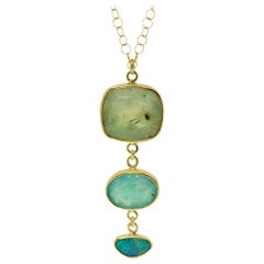 Prehnite, Aquaprase and Opal Tiered Gold Necklace