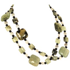 AJD Prehnite Statement Necklace with Silver Accents