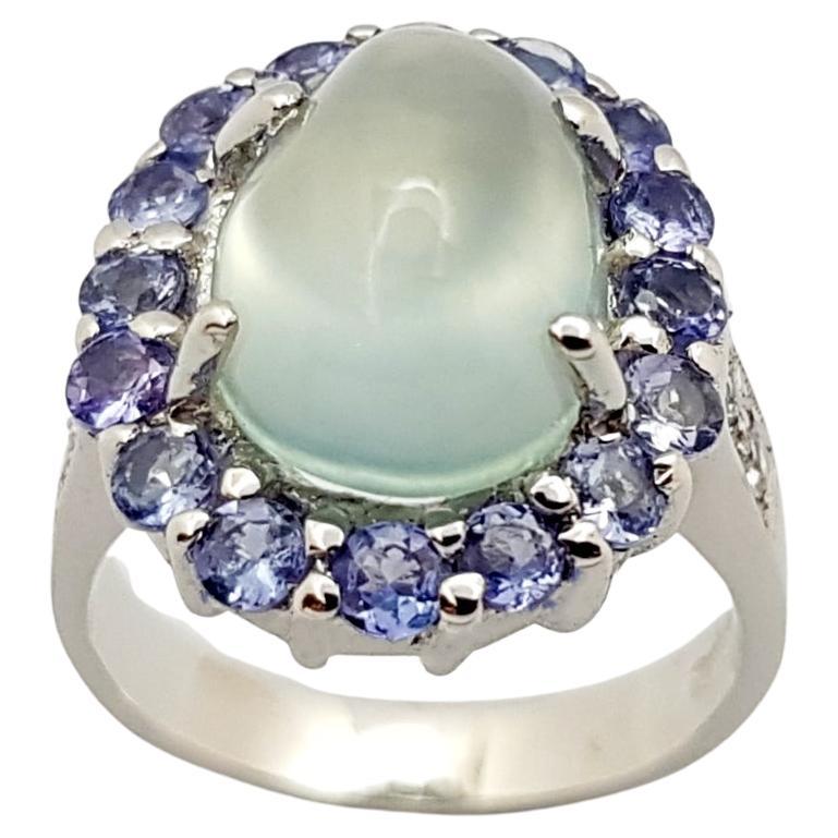 Prehnite, Tanzanite with Cubic Zirconia Ring set in Silver Settings For Sale