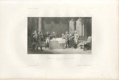 Preliminary Peace Talks at Leoben, Napoleonic Diplomacy, Antique Engraving, 1840
