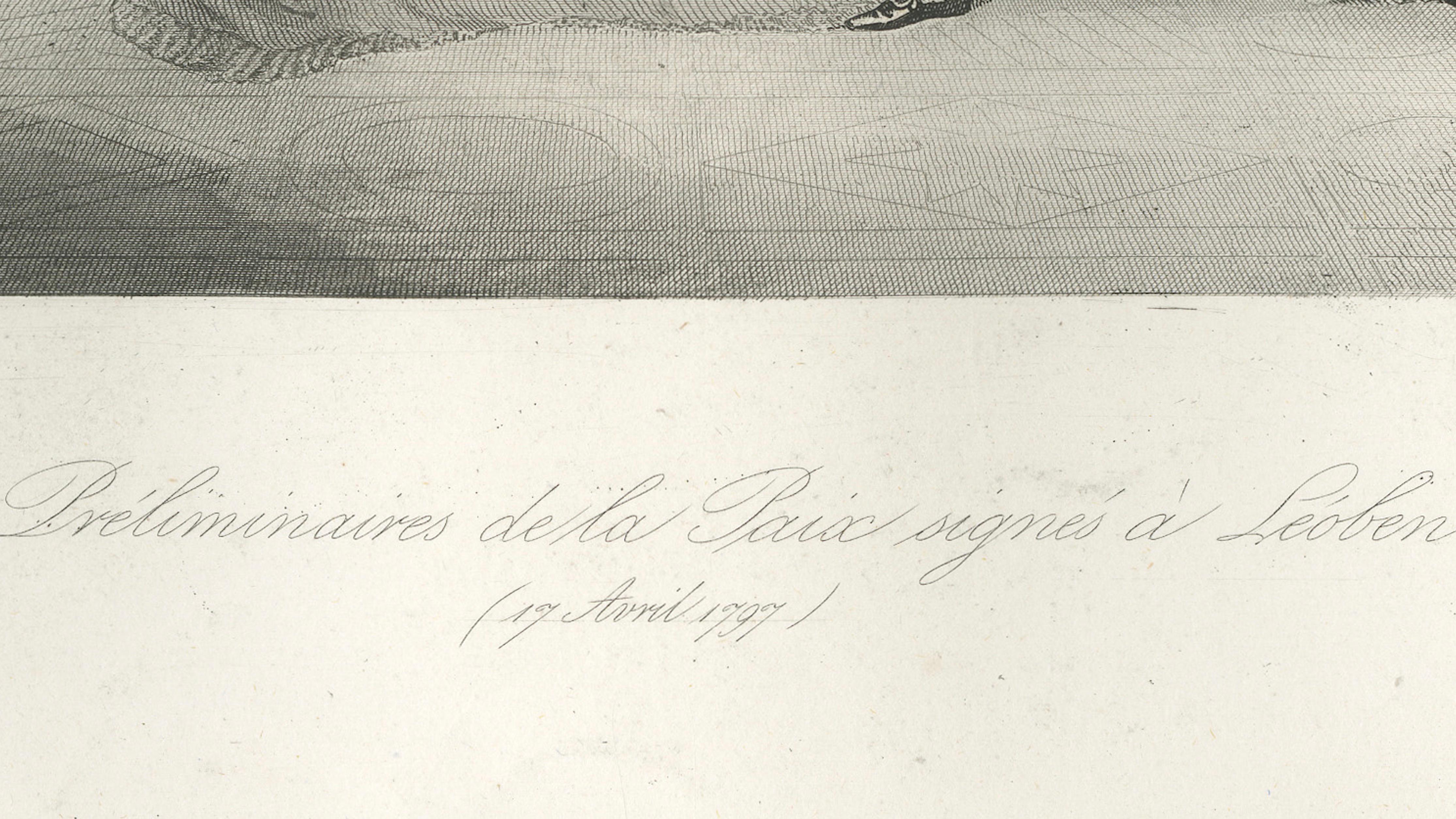 Preliminary Peace Talks at Leoben, Napoleonic Diplomacy, Antique Engraving, 1840