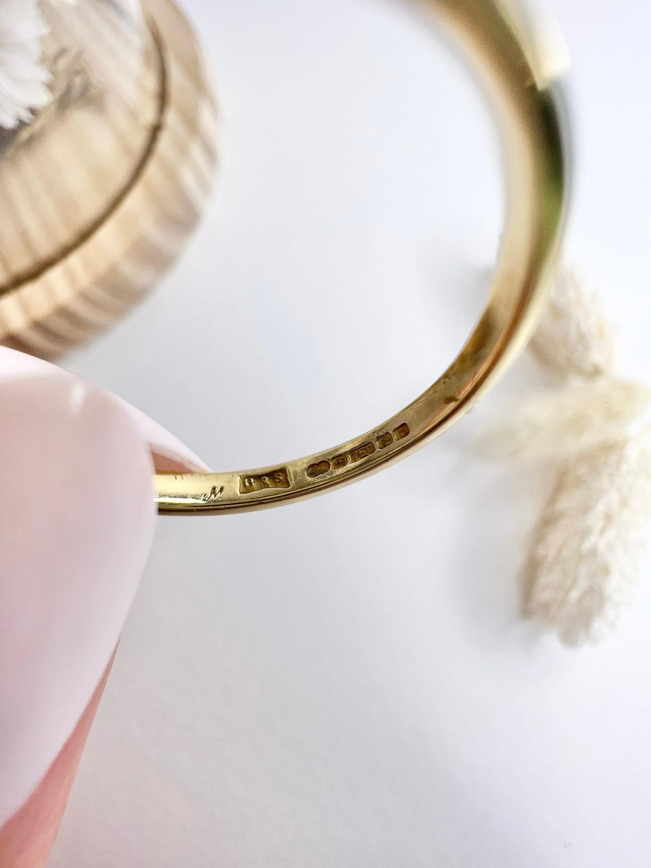 da uomo o donna Anello di fidanzamento con 3 pietre di diamante in oro 18ct usato in vendita