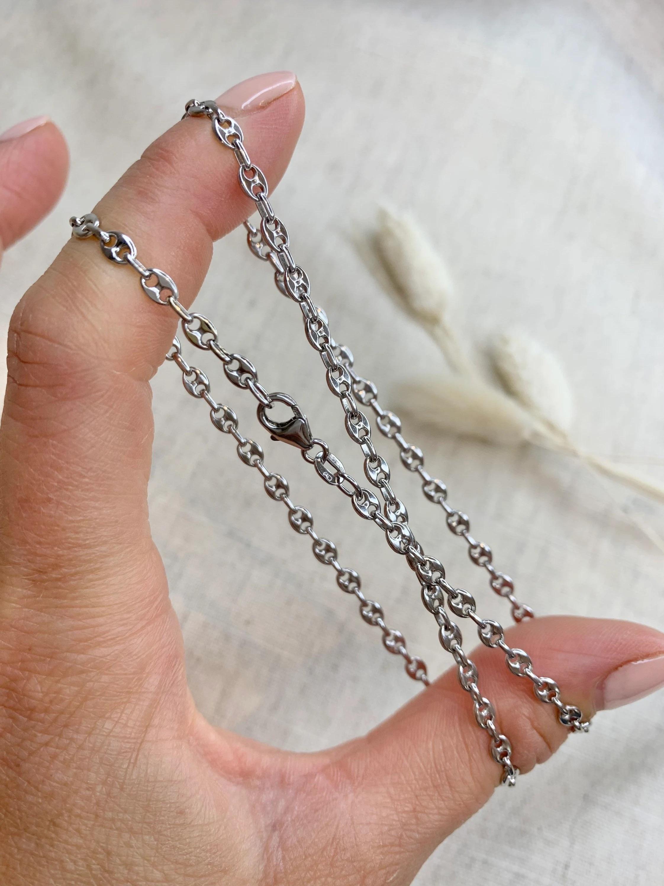 Catena a maglie Marin in oro bianco 18 ct. usata in vendita 4