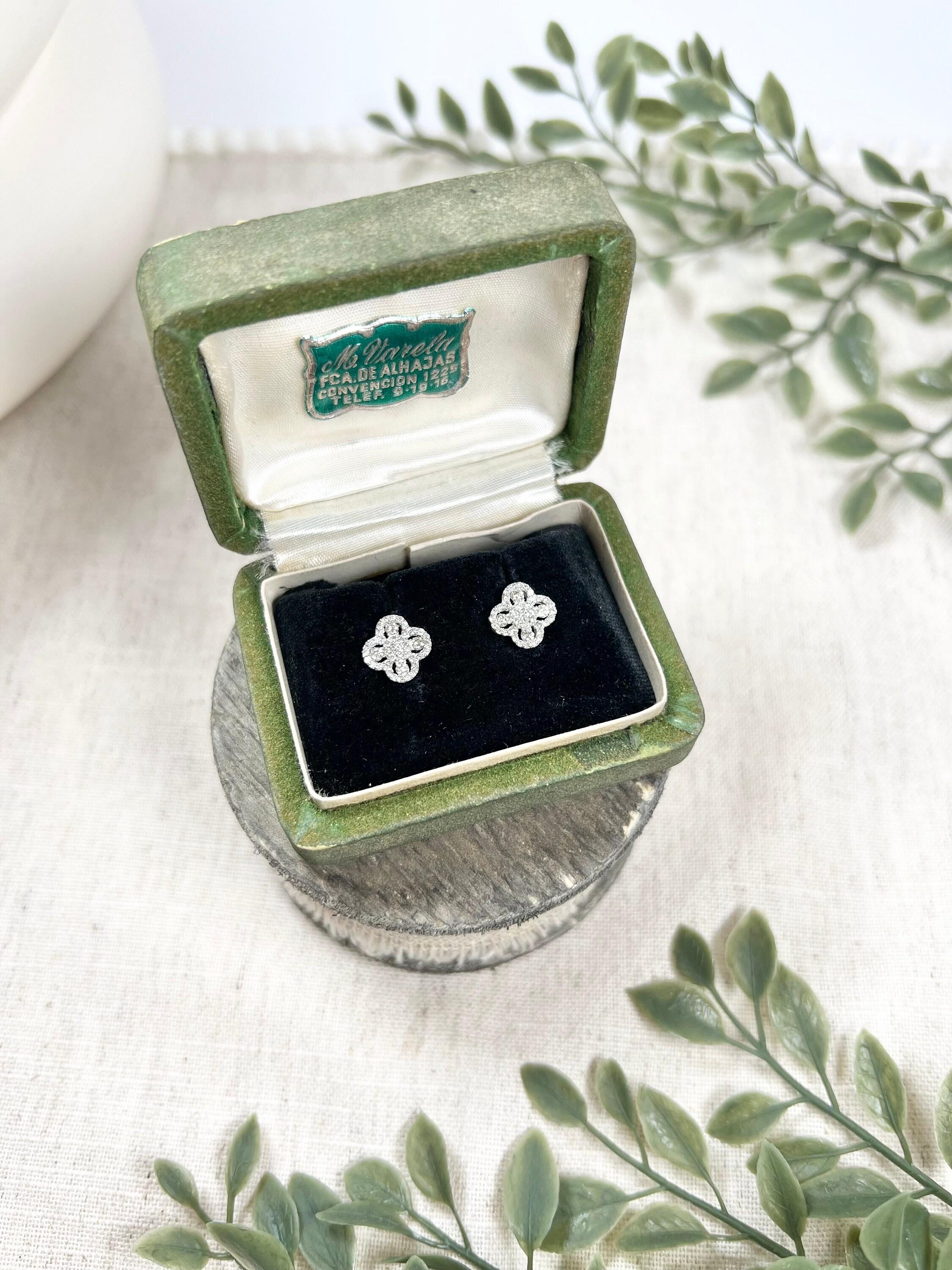 Boucles d'oreilles trèfle en or blanc 18ct et diamant Modernity Preloved en vente 5