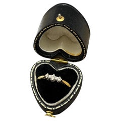 Bague d'occasion en or jaune 18 carats, sertie de 3 diamants taille brillant, bague « trilogie »