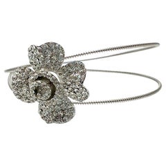 Tiara d'occasion à double bande de fleurs en cristal
