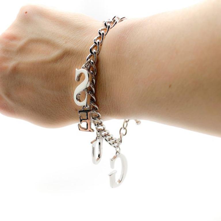 Preloved Guess Silver Letter Logo Bracelet 2000S For Sale at 1stDibs guess earrings, guess