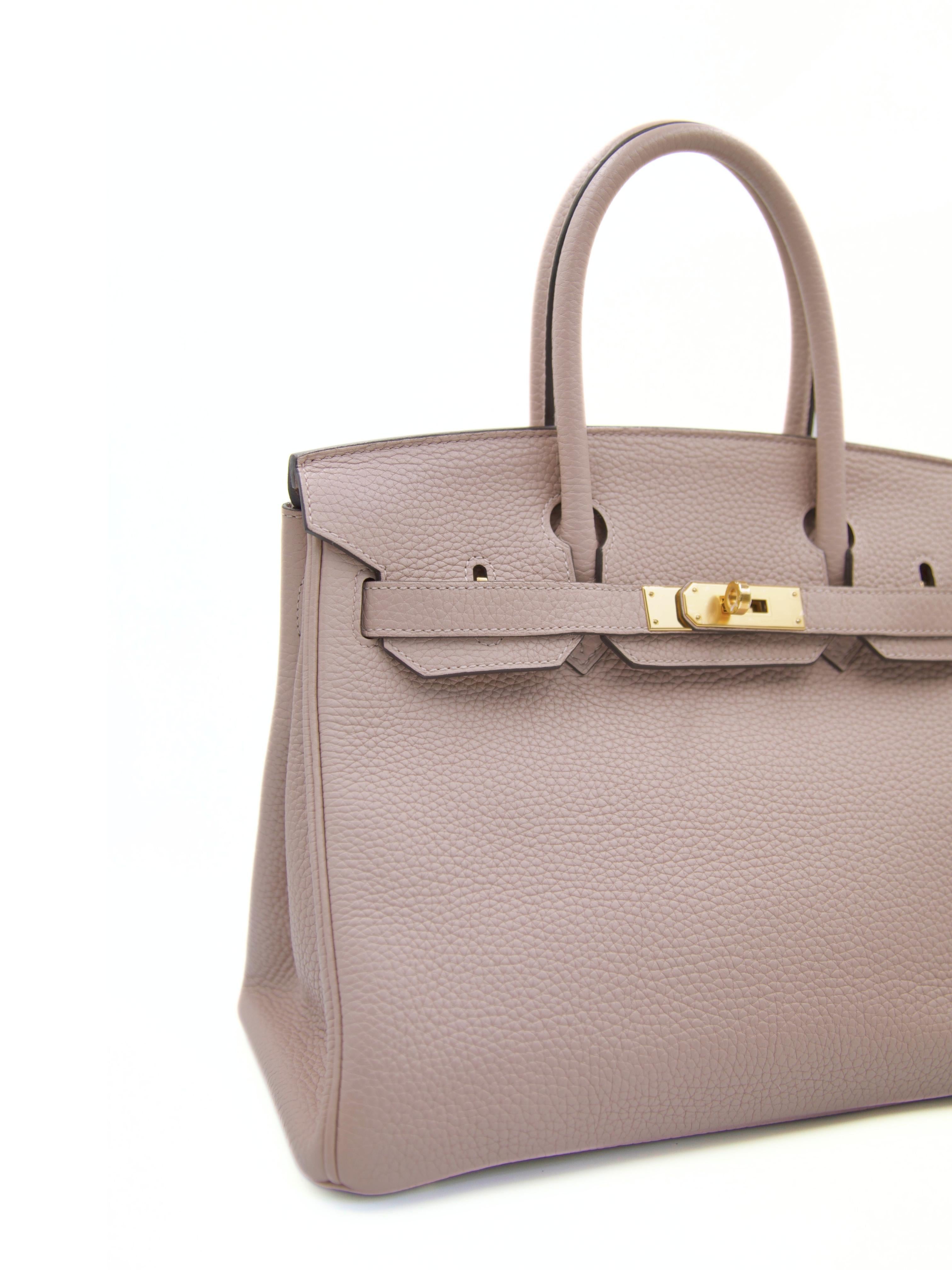 Brown PRELOVED HERMES BIRKIN 30CM GLYCINE Clemence Leather with Gold Hardware