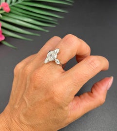 Preloved Platinum, 2 Carat Diamond Marquise / Navette Shaped Ring
