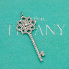 Large Tiffany & Co Platinum Diamond Skeleton Key Pendant