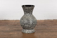 Black and Cream Glazed Double-Gourd Vase with Splatter Décor