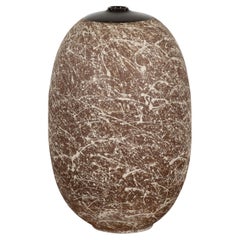 Large Brown & Splattered White Ceramic Decorative Vase