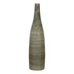 Prem Collection Green Glazed Vase with Green Finish and Blotched Accents