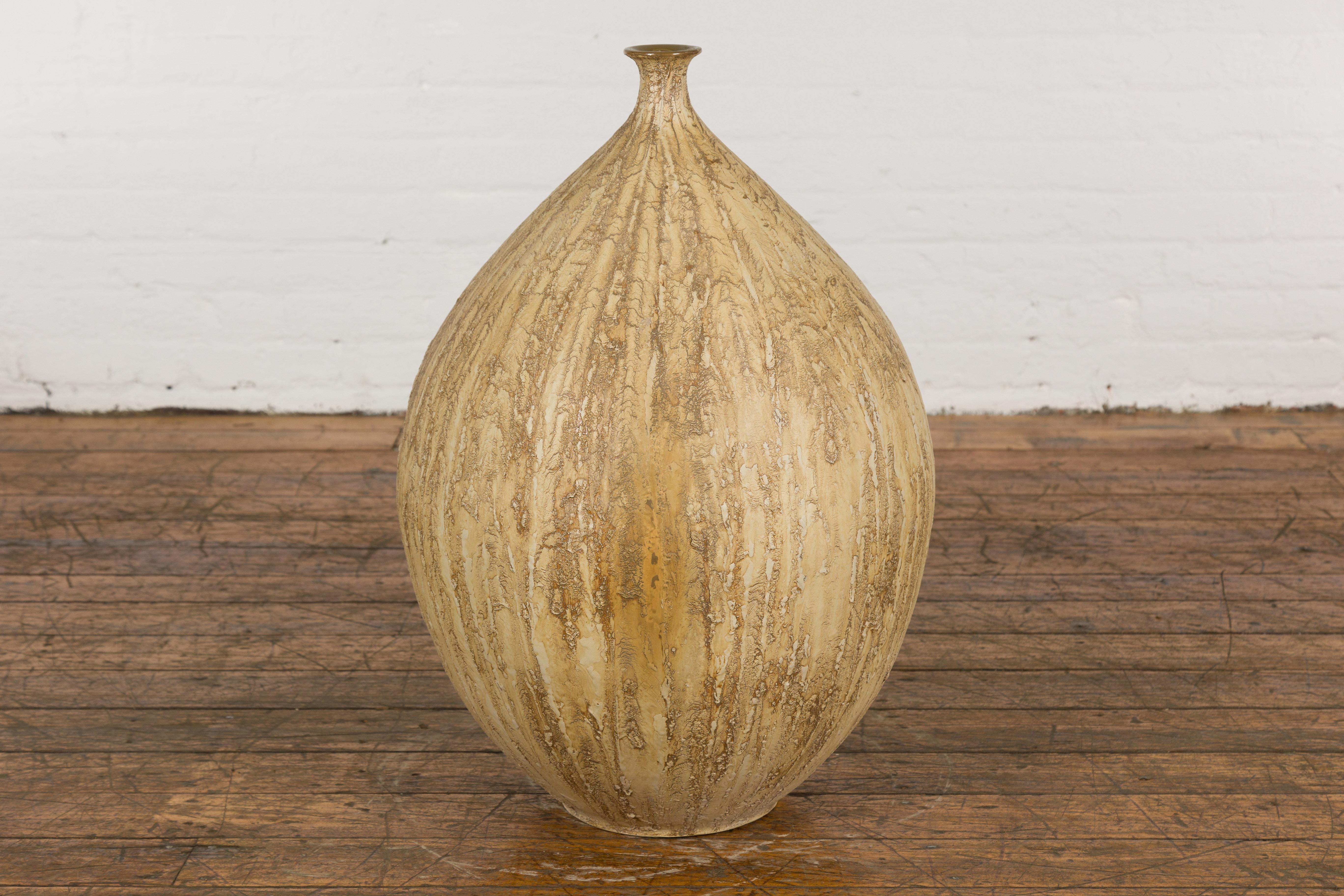 Prem Collection Hand Crafted Artisan Vase with Narrow Mouth and Mustard Glaze 5