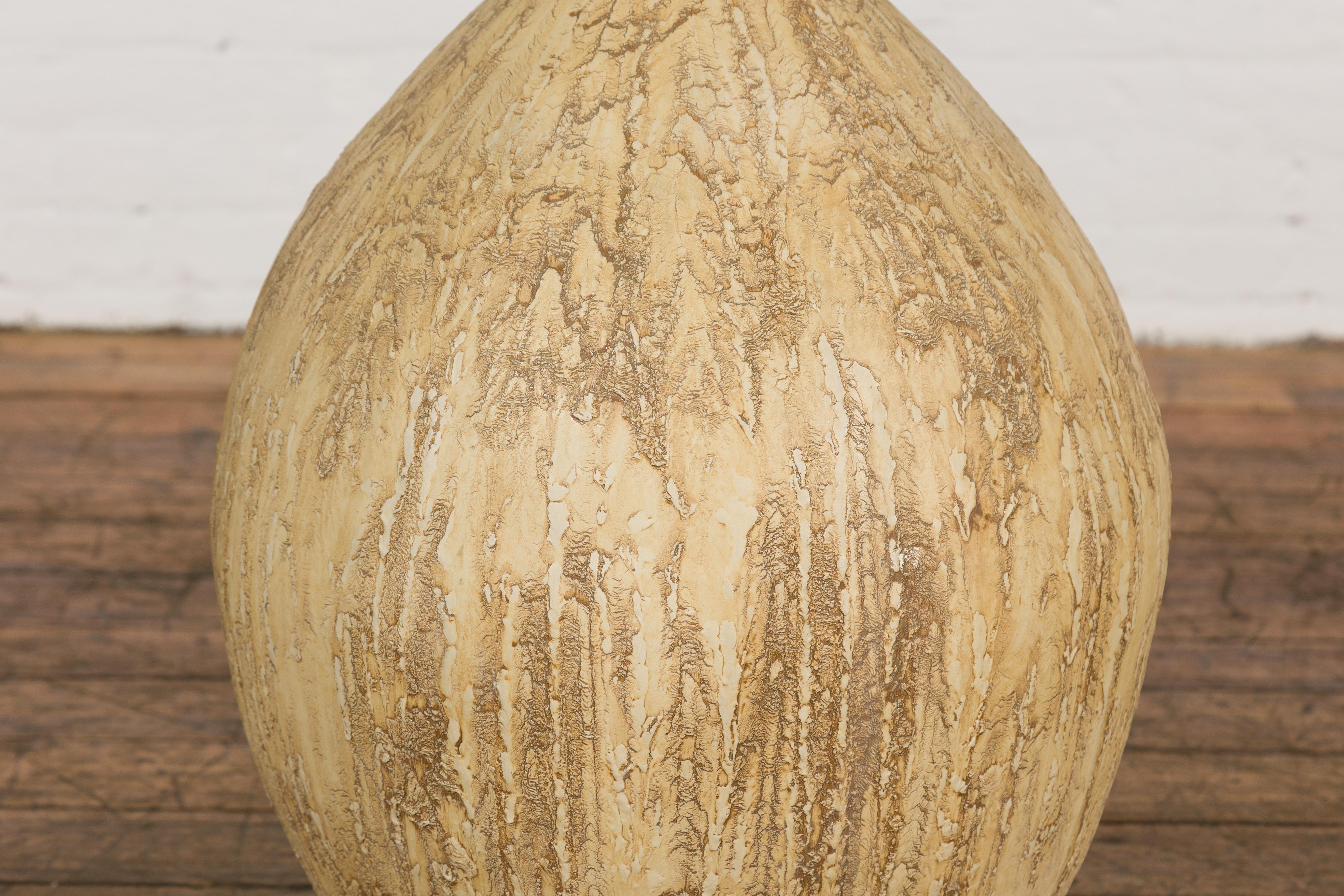 Prem Collection Hand Crafted Artisan Vase with Narrow Mouth and Mustard Glaze 1