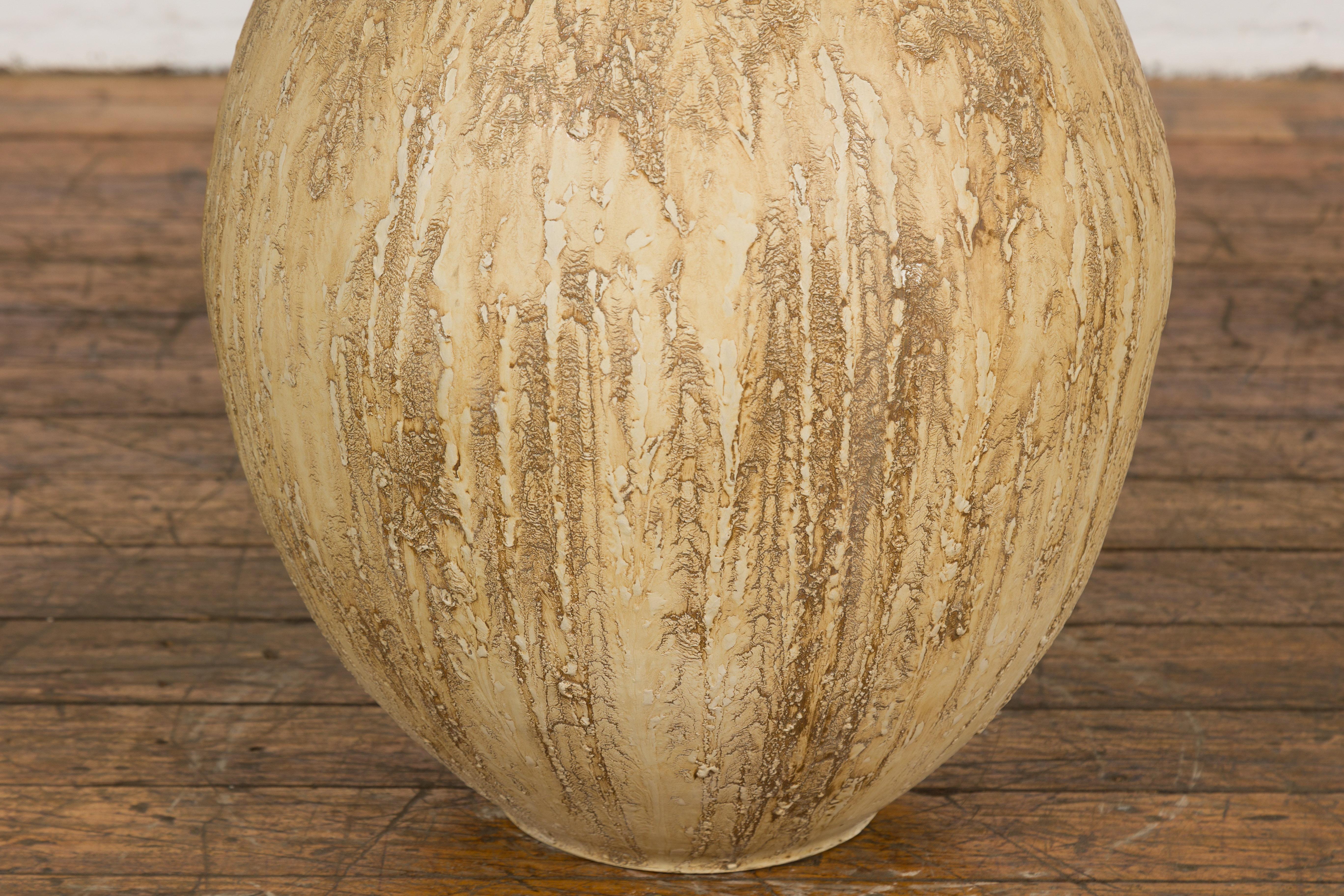 Prem Collection Hand Crafted Artisan Vase with Narrow Mouth and Mustard Glaze 2