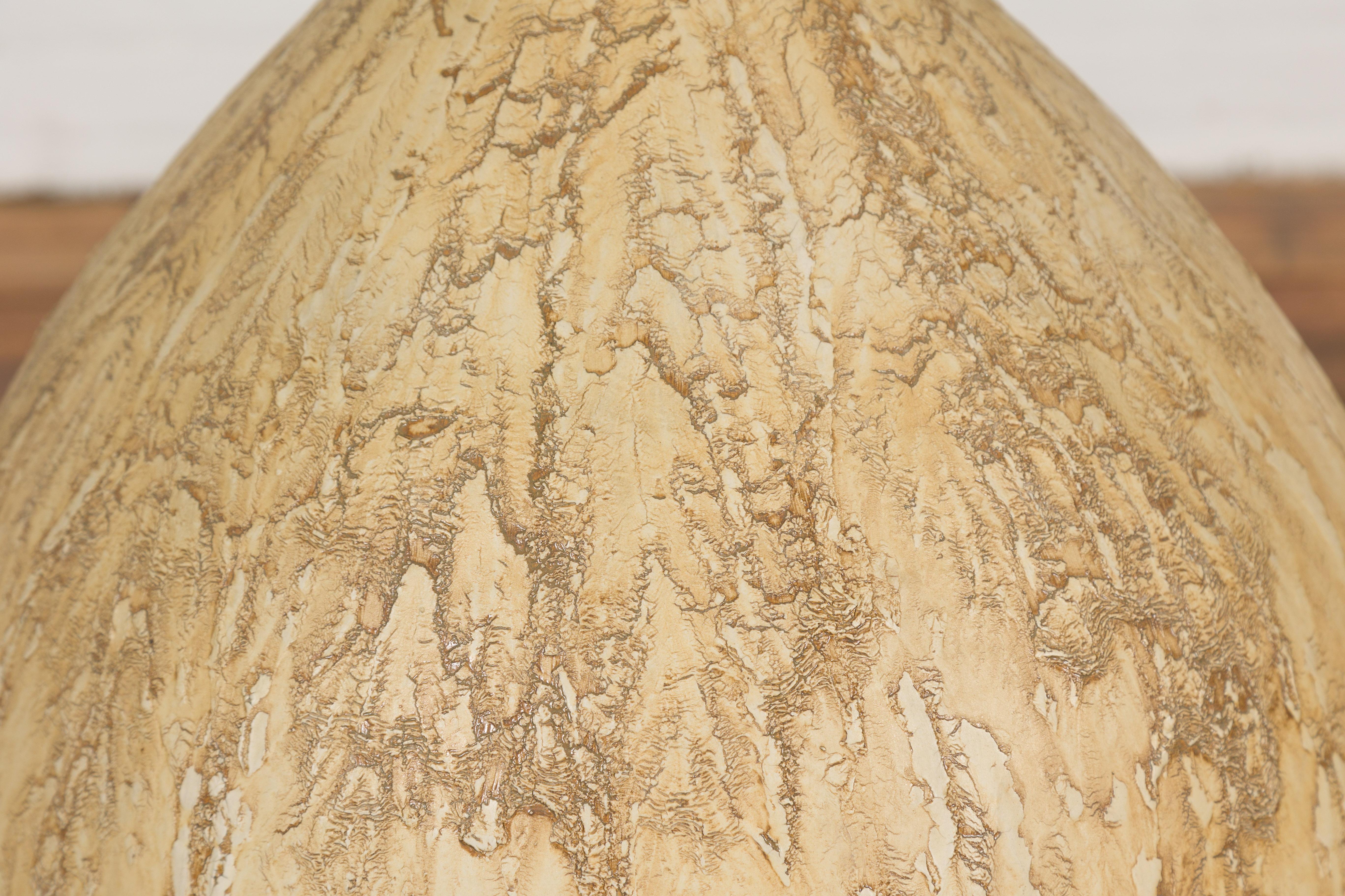 Prem Collection Hand Crafted Artisan Vase with Narrow Mouth and Mustard Glaze 3