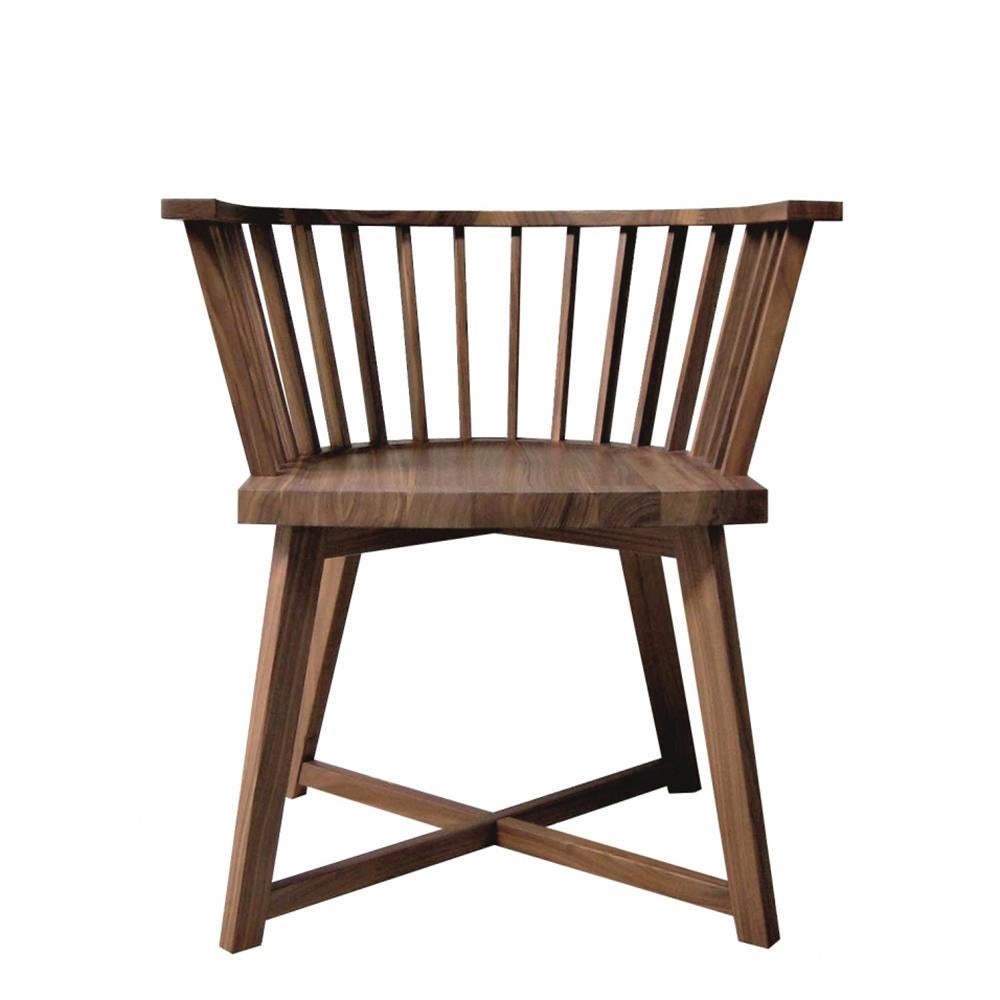 Fabric Premia Low Walnut Chair For Sale