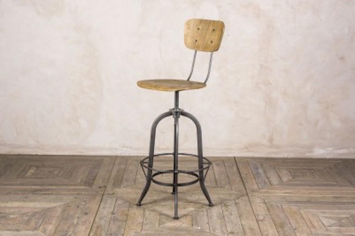 Premier Industrial Barstool with Back, 20th Century In Excellent Condition For Sale In London, GB