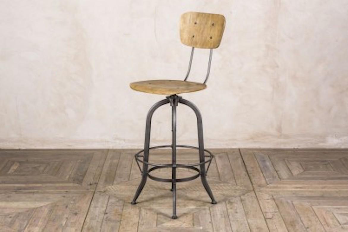 Premier Industrial Barstool with Back, 20th Century For Sale 1
