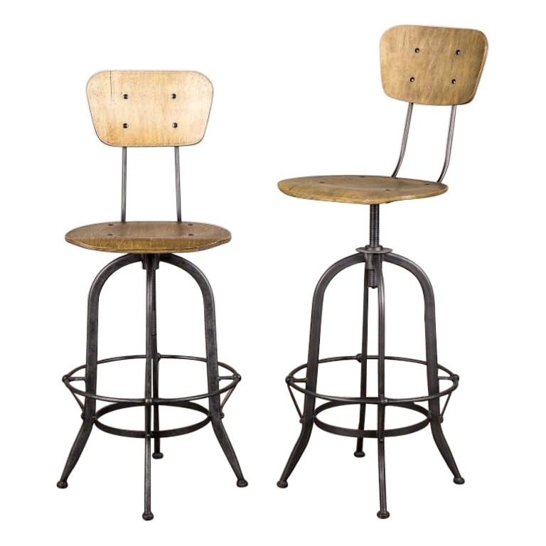 Premier Industrial Barstool with Back, 20th Century For Sale