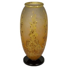 Antique Art Deco "Premier Rose" Glass Vase by Le Verre Francais