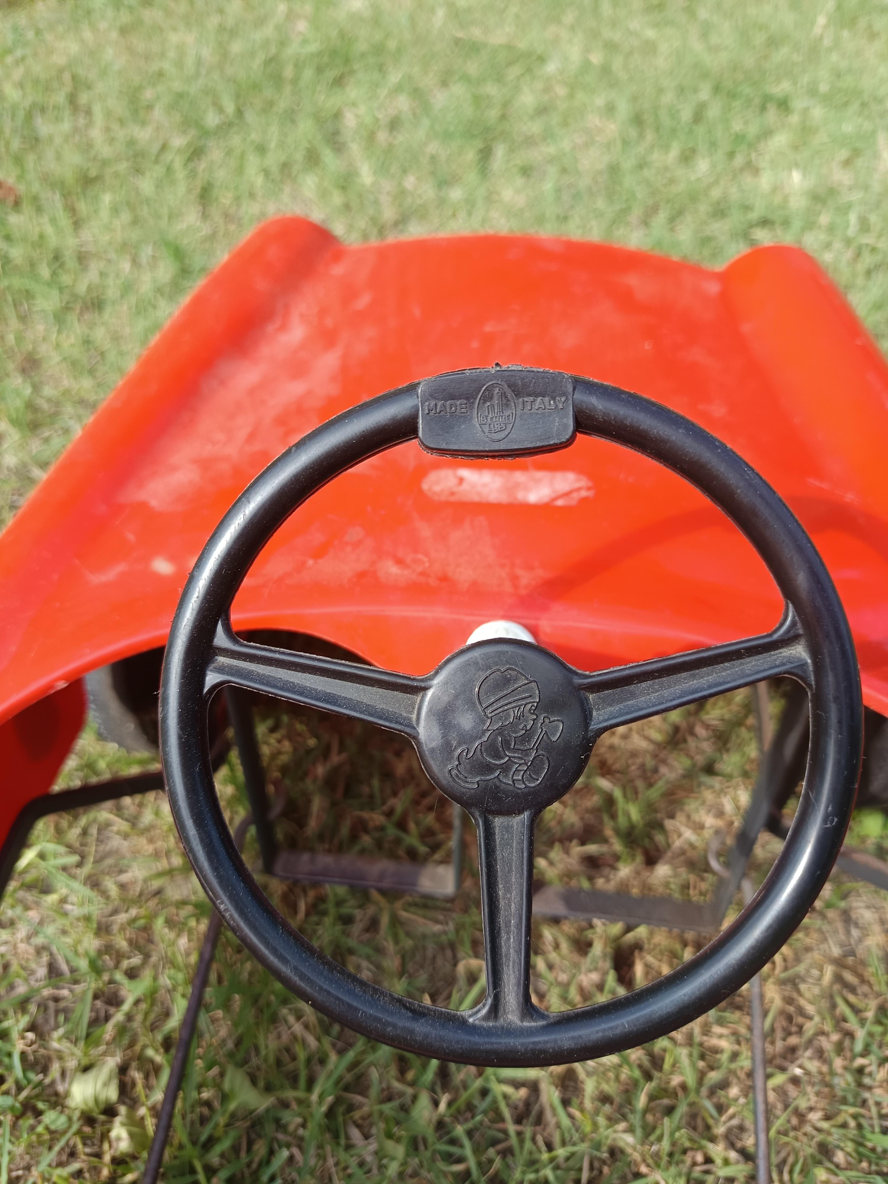 The Moplen Car is a pedal car that represents an icon of 20th century design and technological innovation.  Made entirely of Moplen, a thermoplastic polymer developed in 1954 by the Italian chemist Giulio Natta, awarded the Nobel Prize for