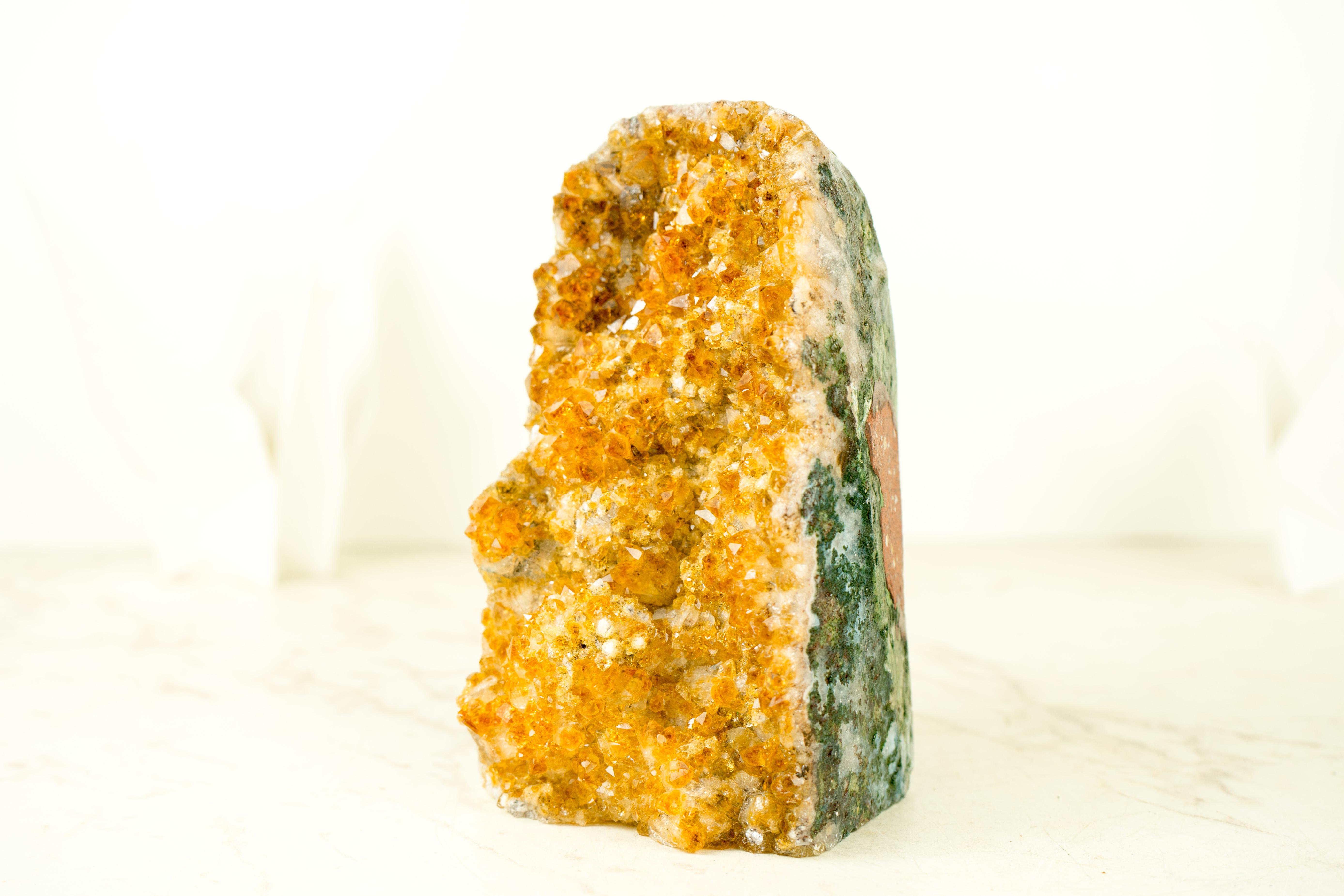 Premium Cut-Base Citrine Cluster with Sparkly Druzy, a Handmade Accent Decor For Sale 4