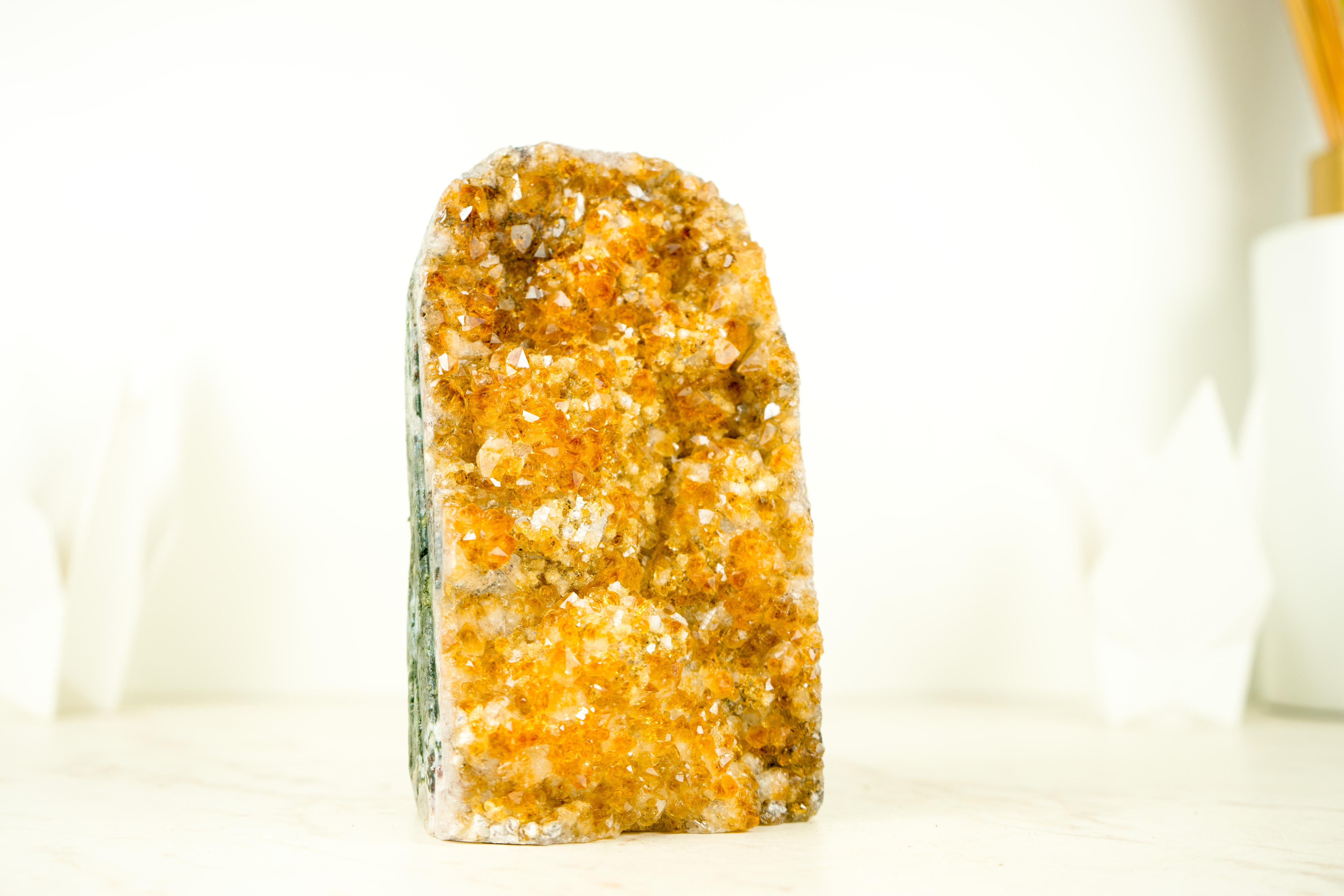 Premium Cut-Base Citrine Cluster with Sparkly Druzy, a Handmade Accent Decor For Sale 7