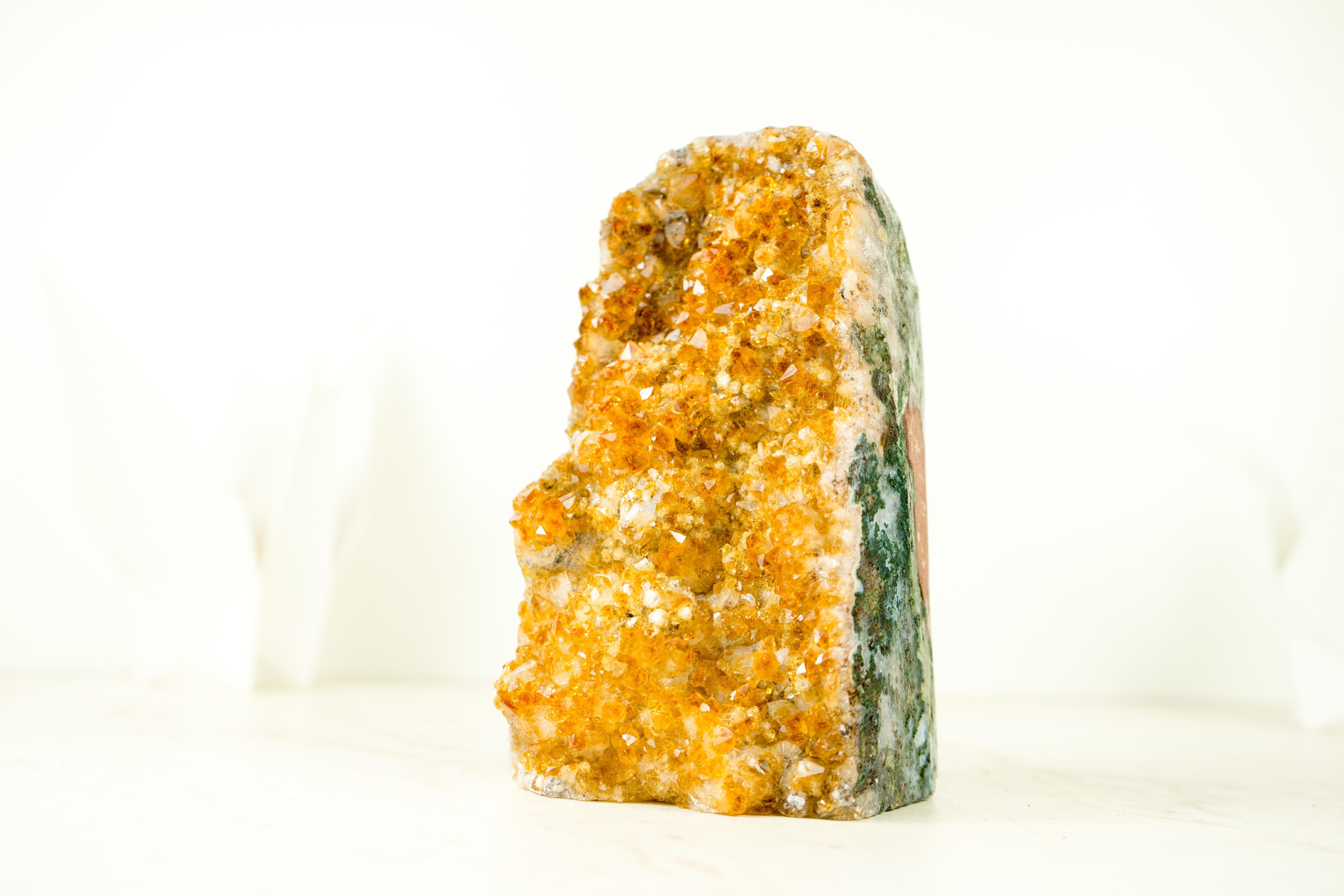 Contemporary Premium Cut-Base Citrine Cluster with Sparkly Druzy, a Handmade Accent Decor For Sale