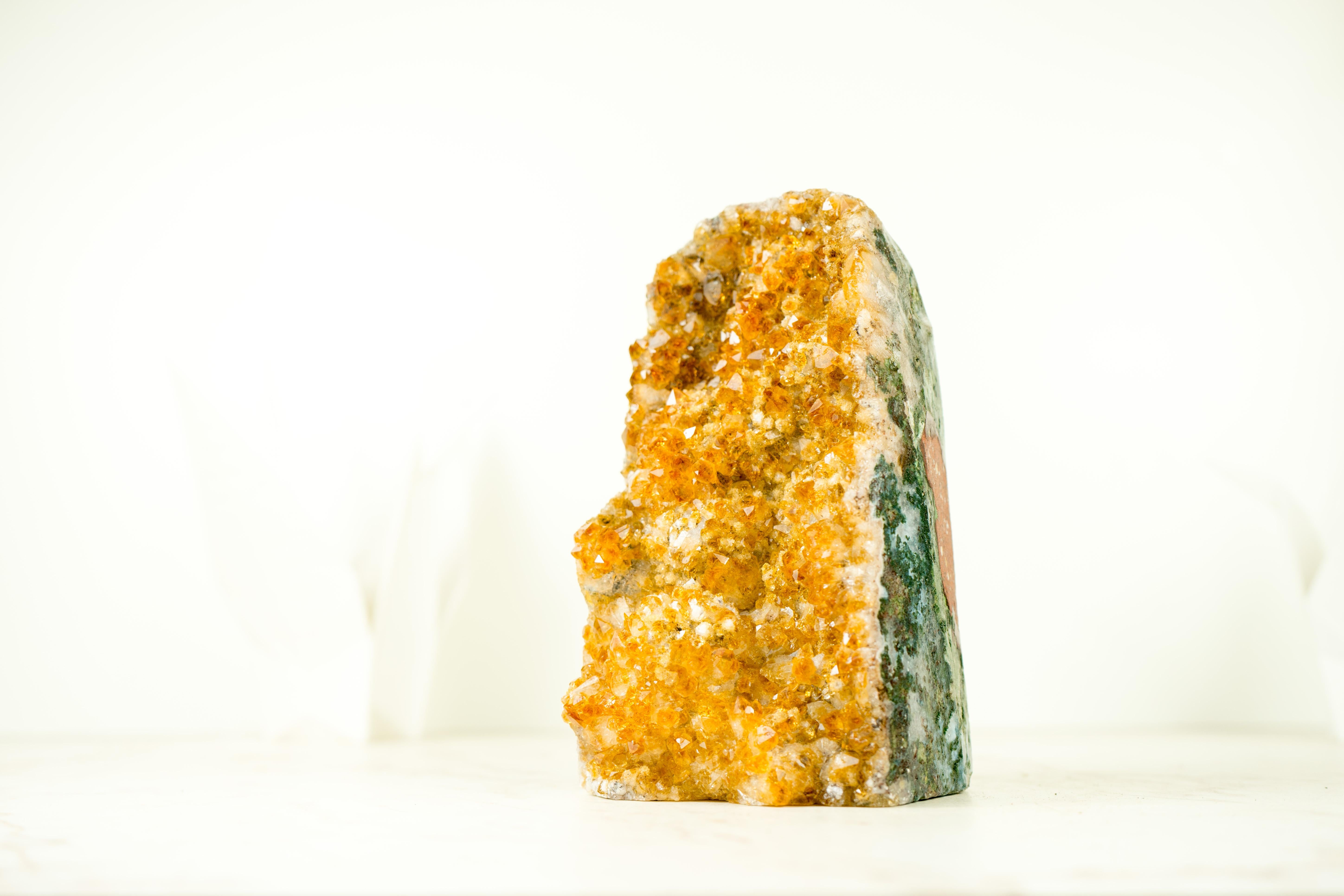 Agate Premium Cut-Base Citrine Cluster with Sparkly Druzy, a Handmade Accent Decor For Sale