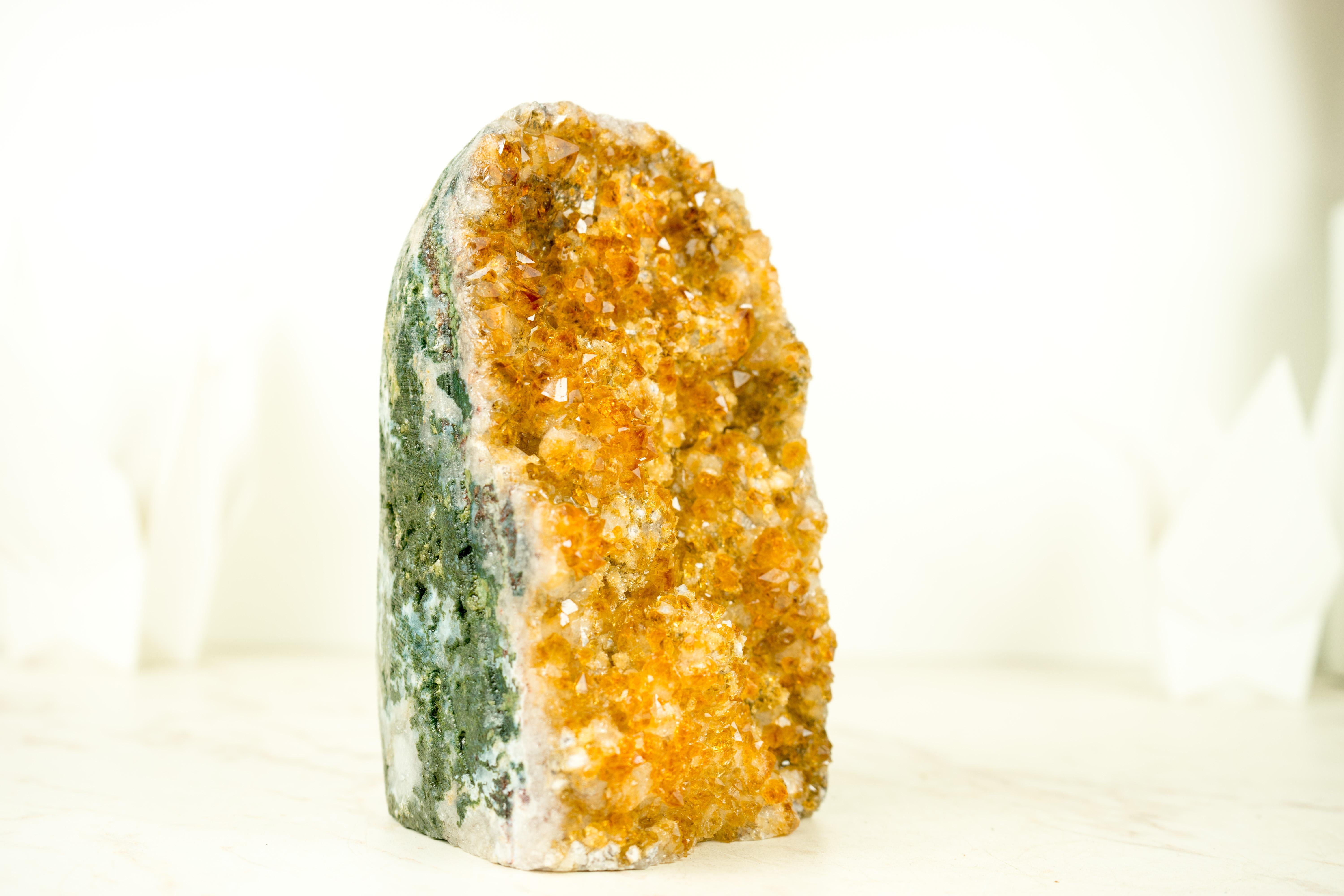 Premium Cut-Base Citrine Cluster with Sparkly Druzy, a Handmade Accent Decor For Sale 2