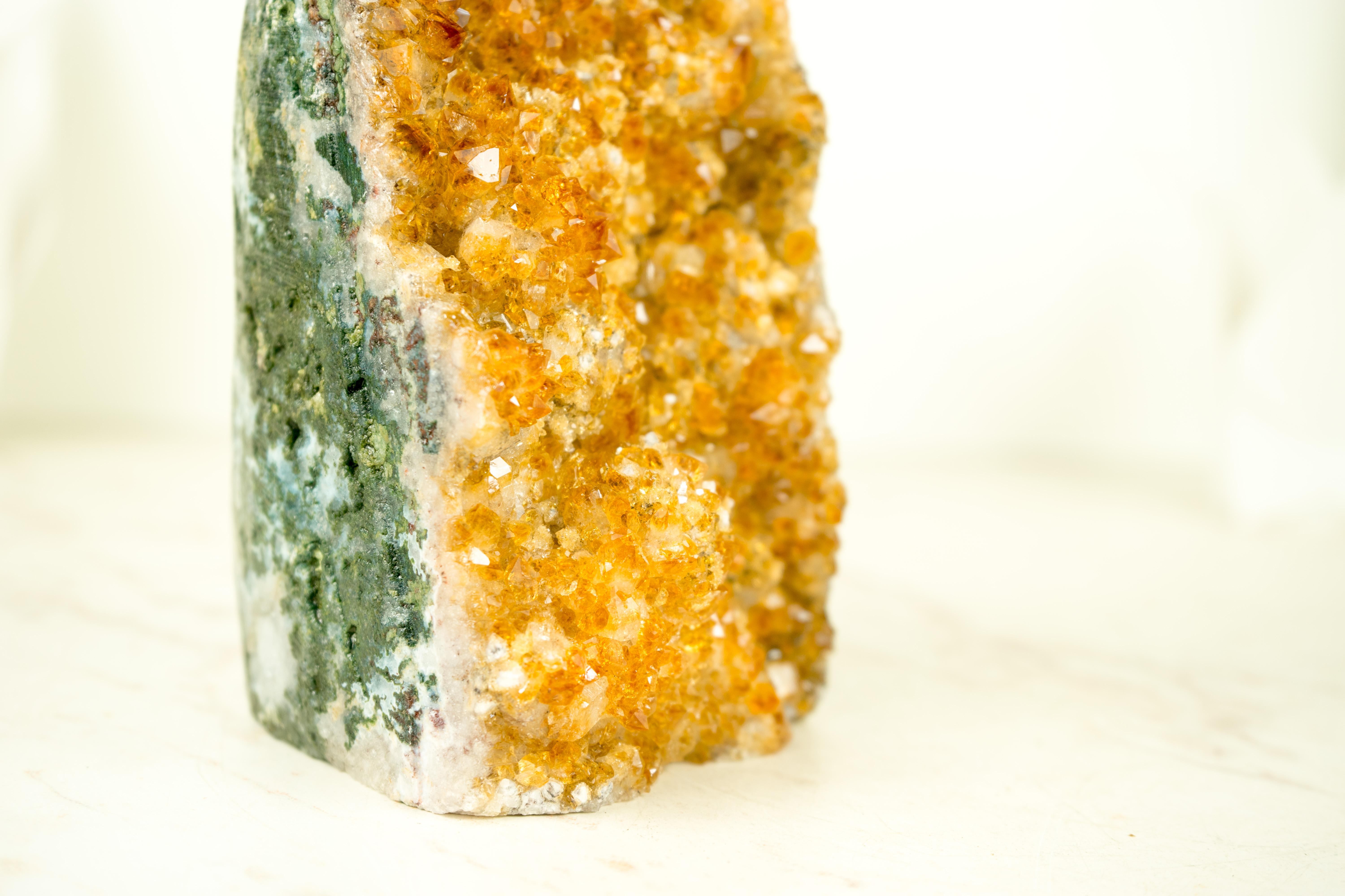 Premium Cut-Base Citrine Cluster with Sparkly Druzy, a Handmade Accent Decor For Sale 3