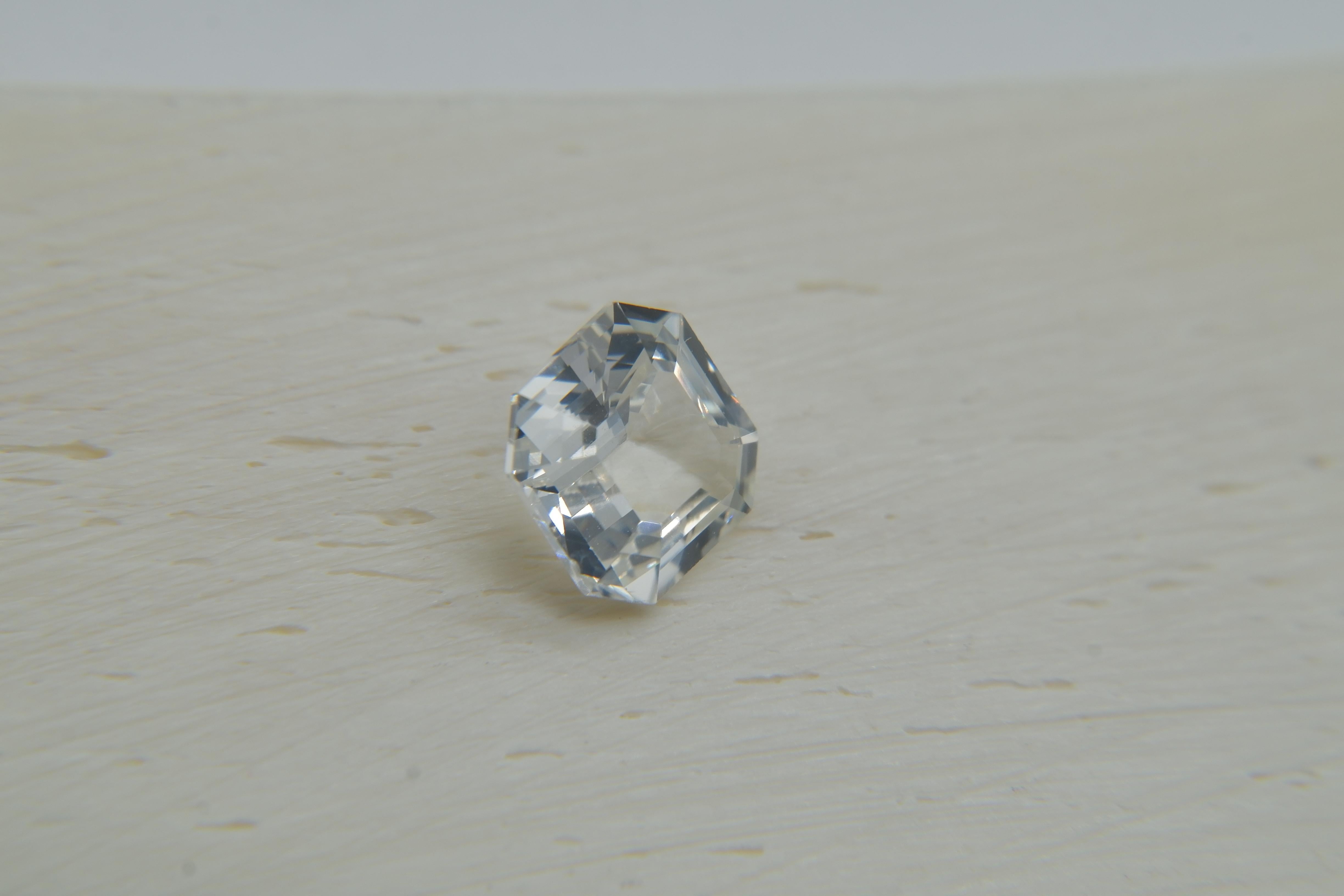Asscher Cut Premium Diamond-Like: Vivid Crisp White Sapphire, GIA For Sale