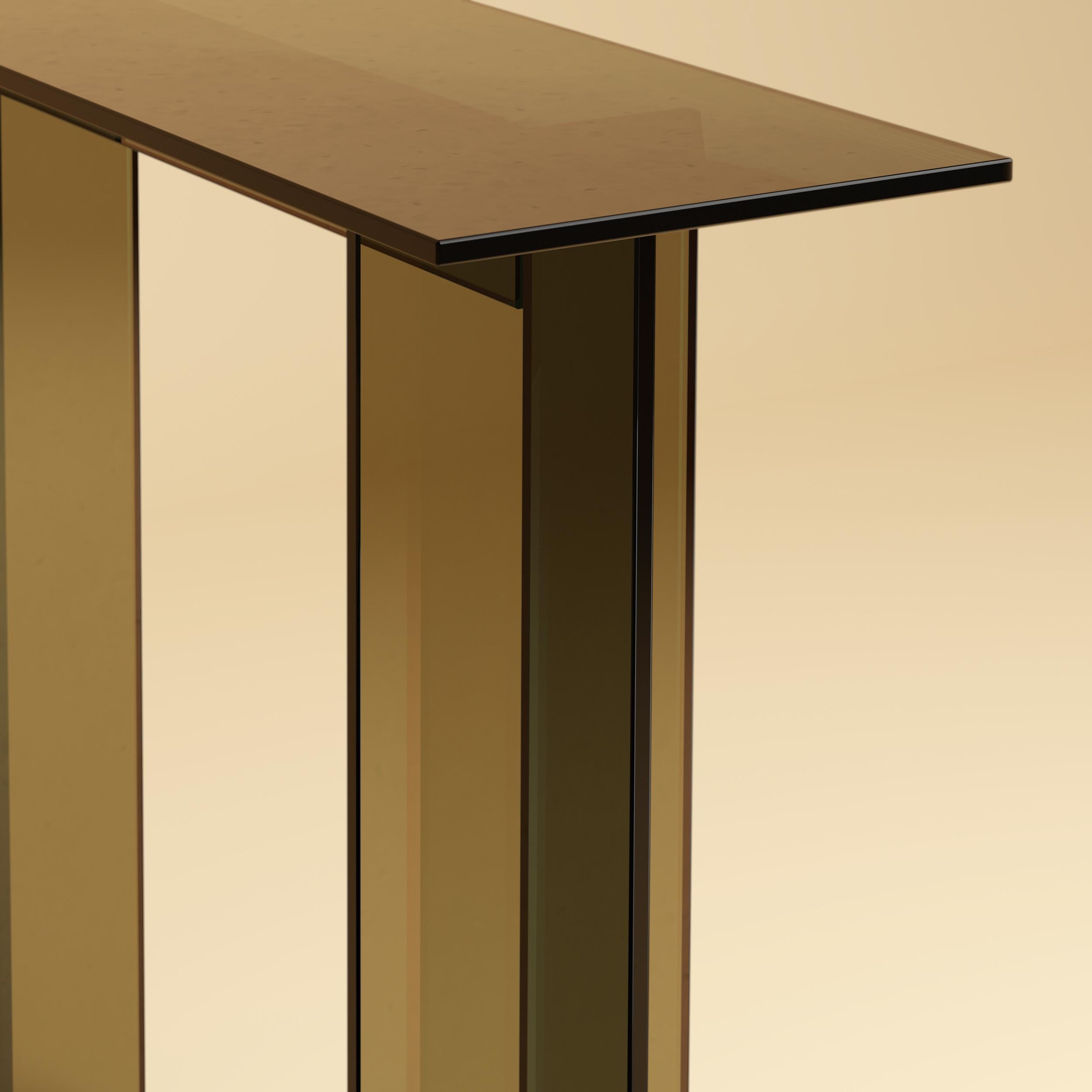 Modern Premium Glass Console Table - Bronzed For Sale