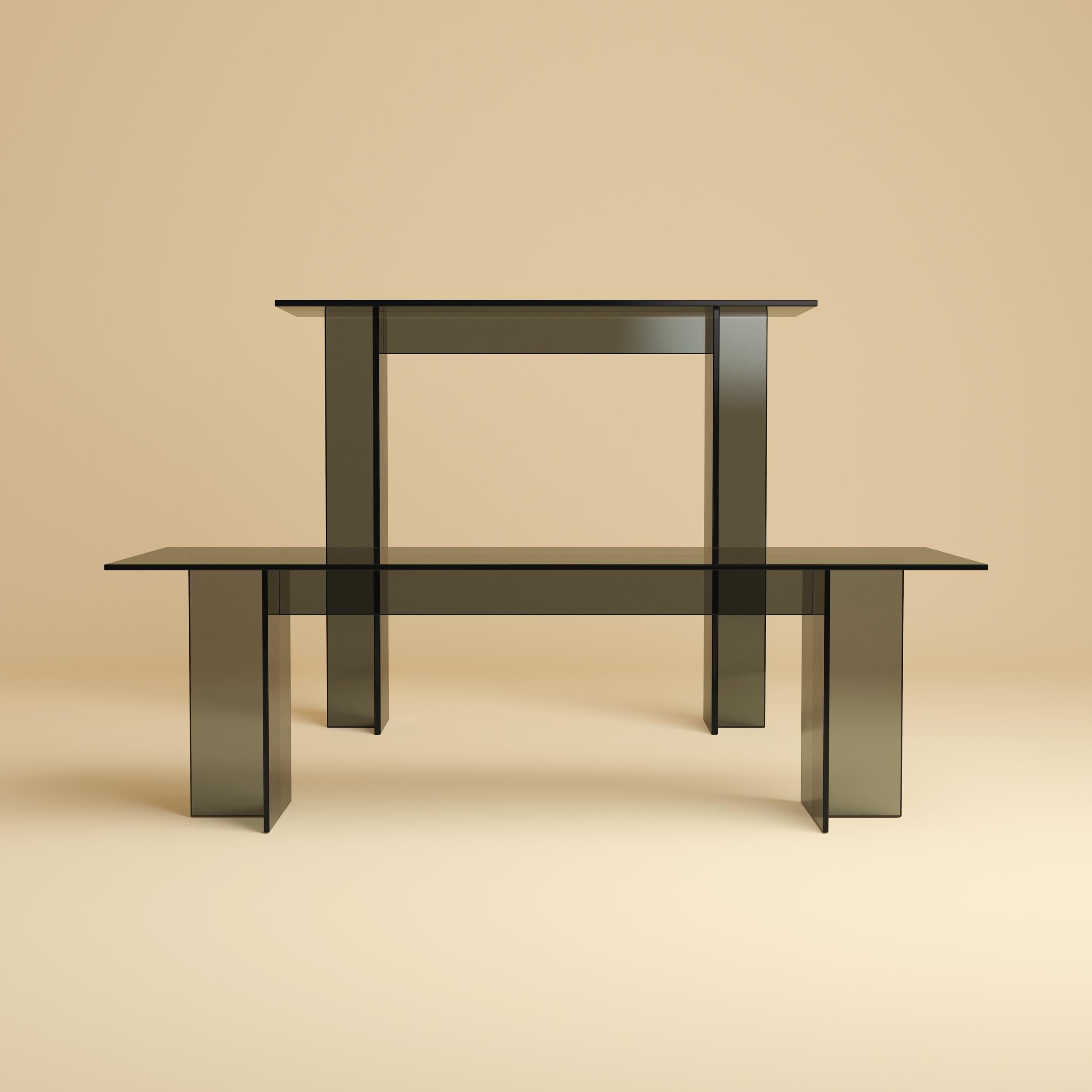 Italian Premium Glass Console Table - Smoked For Sale