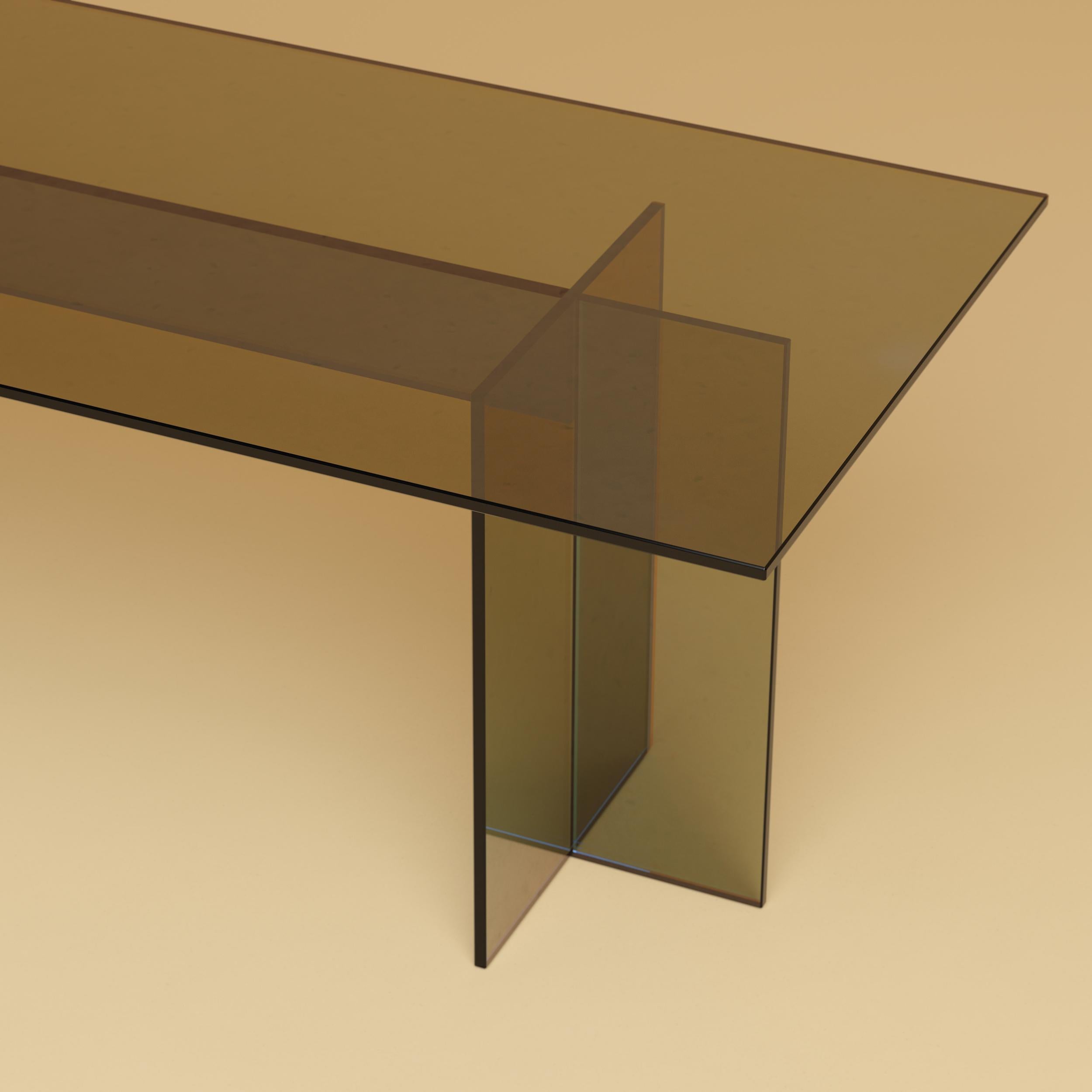 Modern Premium Glass Lounge Table - Bronzed For Sale