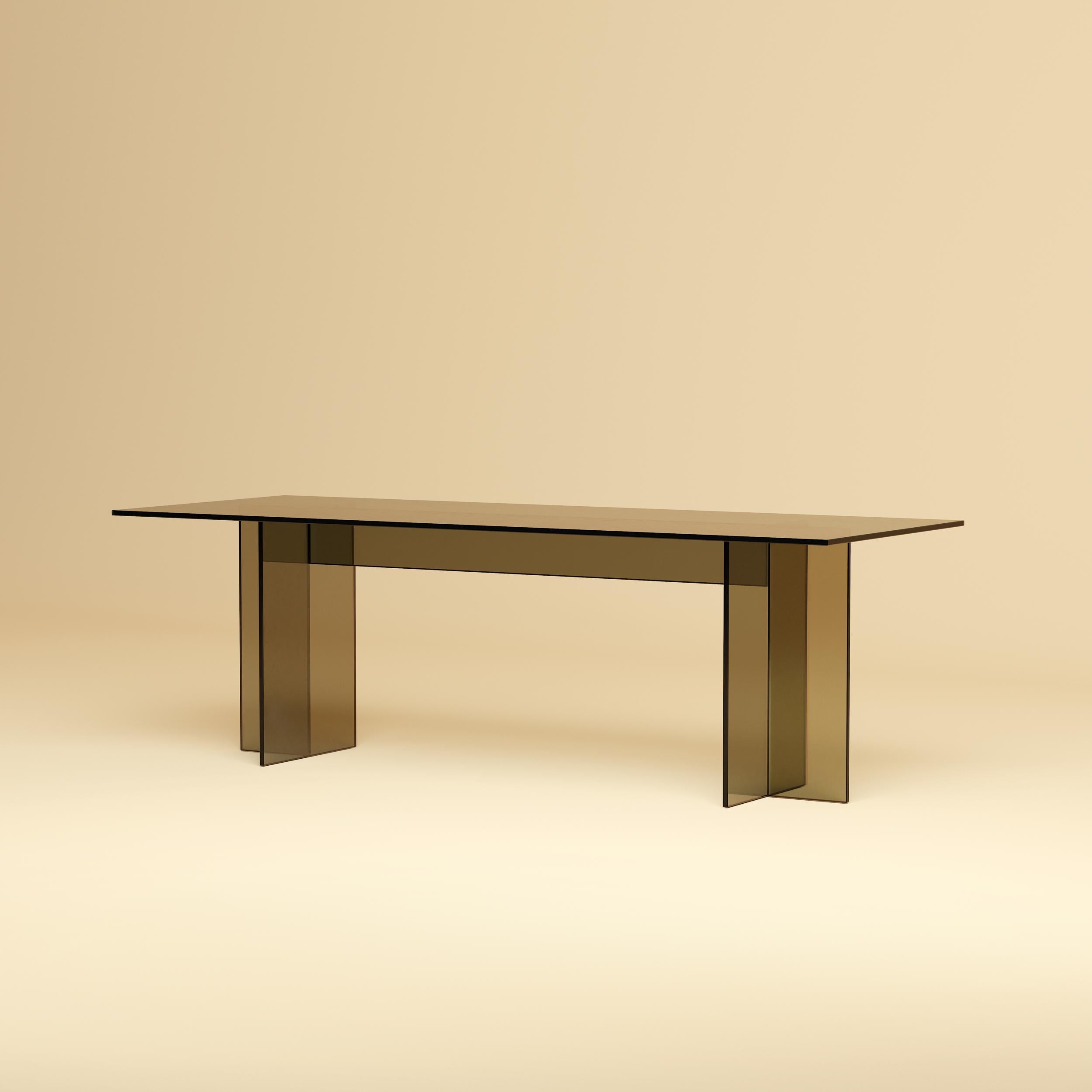Italian Premium Glass Lounge Table - Bronzed For Sale